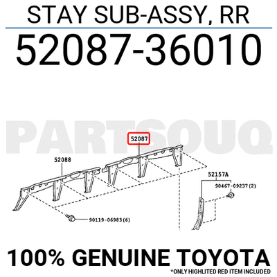5208736010 Genuine Toyota STAY SUB-ASSY, RR 52087-36010 | eBay 