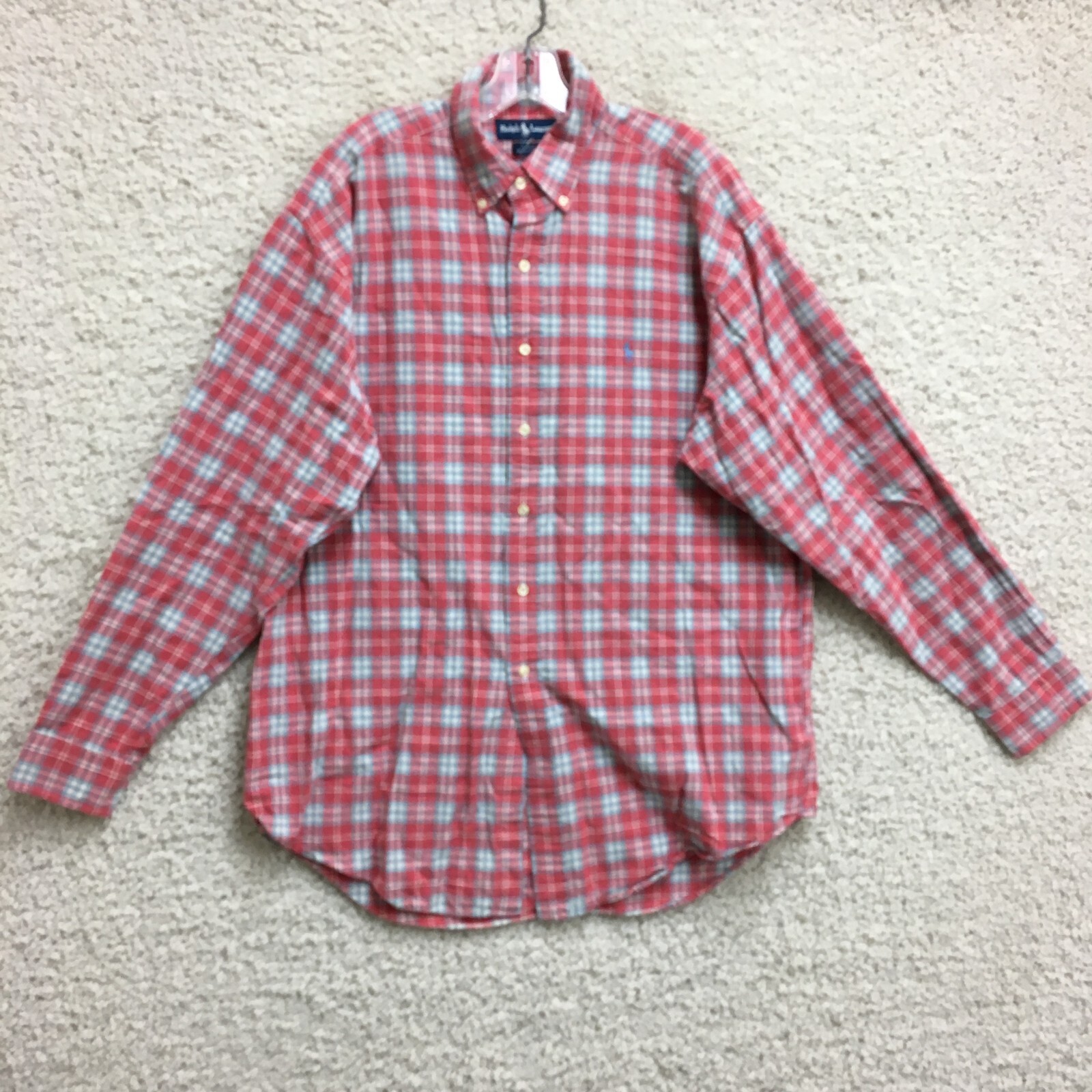 Ralph Lauren Button Down Shirt Large Adult Red Blake Plaid Long Sleeve Mens L
