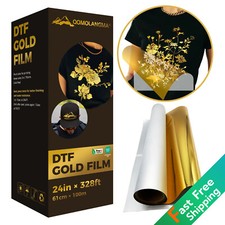 US Stock 24in x 328ft DTF Gold Foil Film Roll Cold Peel DTF Transfer Film