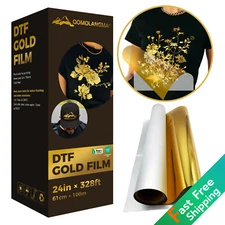 US Stock 24in x 328ft DTF Gold Foil Film Roll Cold Peel DTF Transfer Film