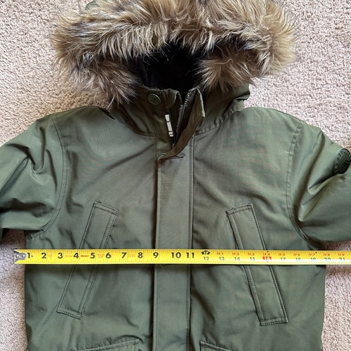 GAP Jacket Girls 1 Husky Full Zip Parka Down Fill Green Pockets - Picture 7 of 12
