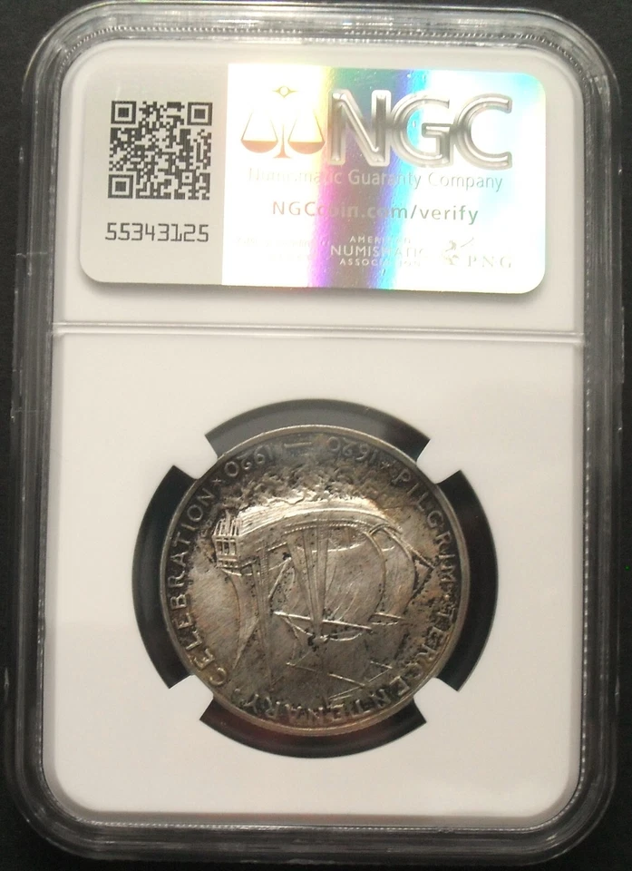 1920 50 Cents Pilgrim ,  NGC MS 64 , nice silver  coin       # 1651, 50-8 - Image 3 of 4