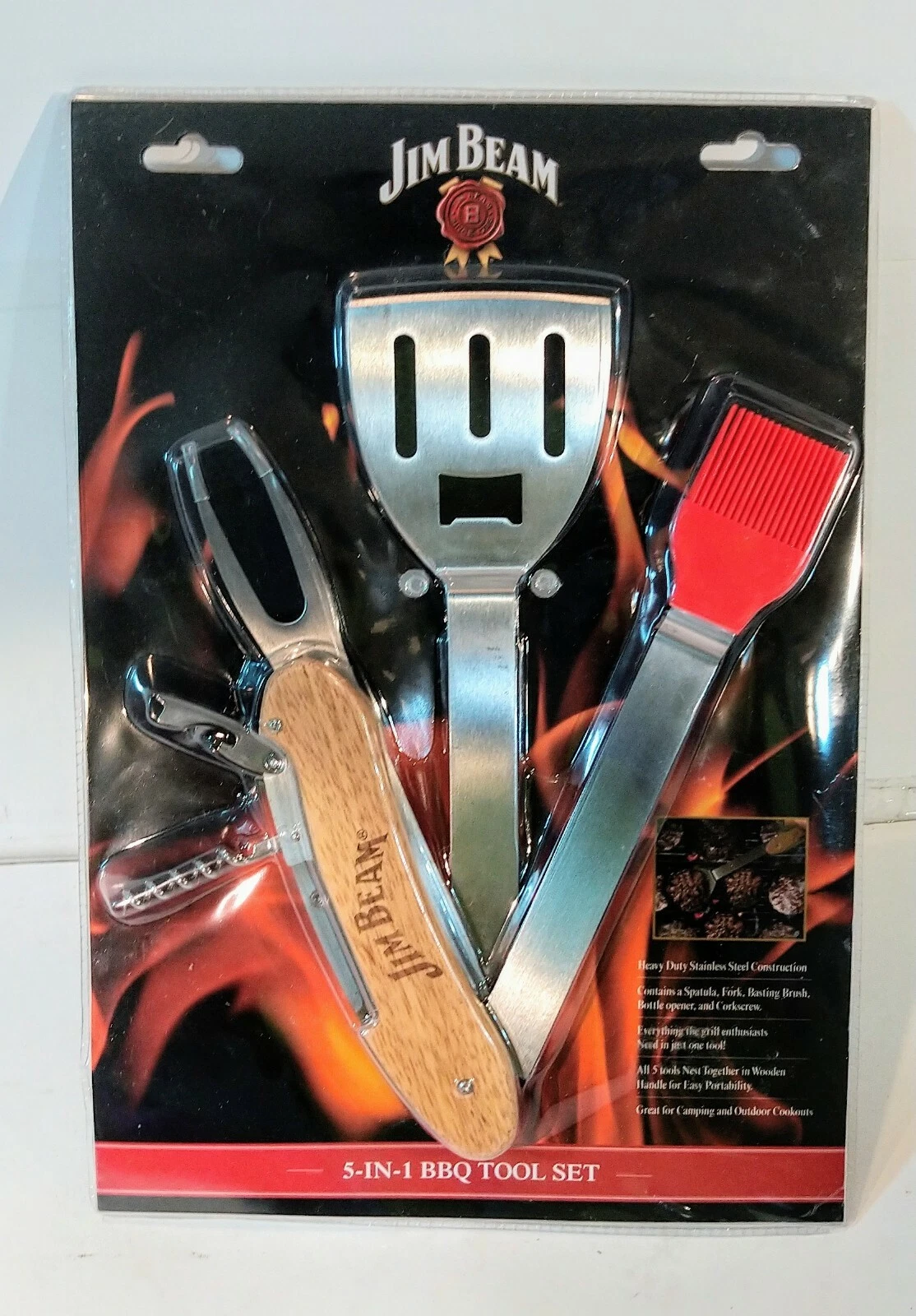 JIM BEAM 5-in-1 BBQ Tool Set and 4 Serrated STEAK KNIFE Set NEW!