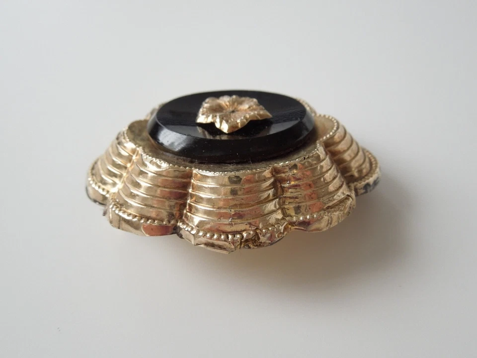 Antico Spilla Onice ? Placcato in oro 9,4 G/3,8 X 3,3 CM - Immagine 3 di 4