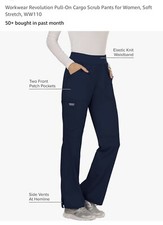 Large Women's Navy Blue Revolution Cherokee Workwear Scrub Pant New With Tags