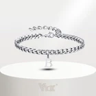Initial Bracelets Letter A-Z For Men Women Silver Stainless Steel Cuban Chain