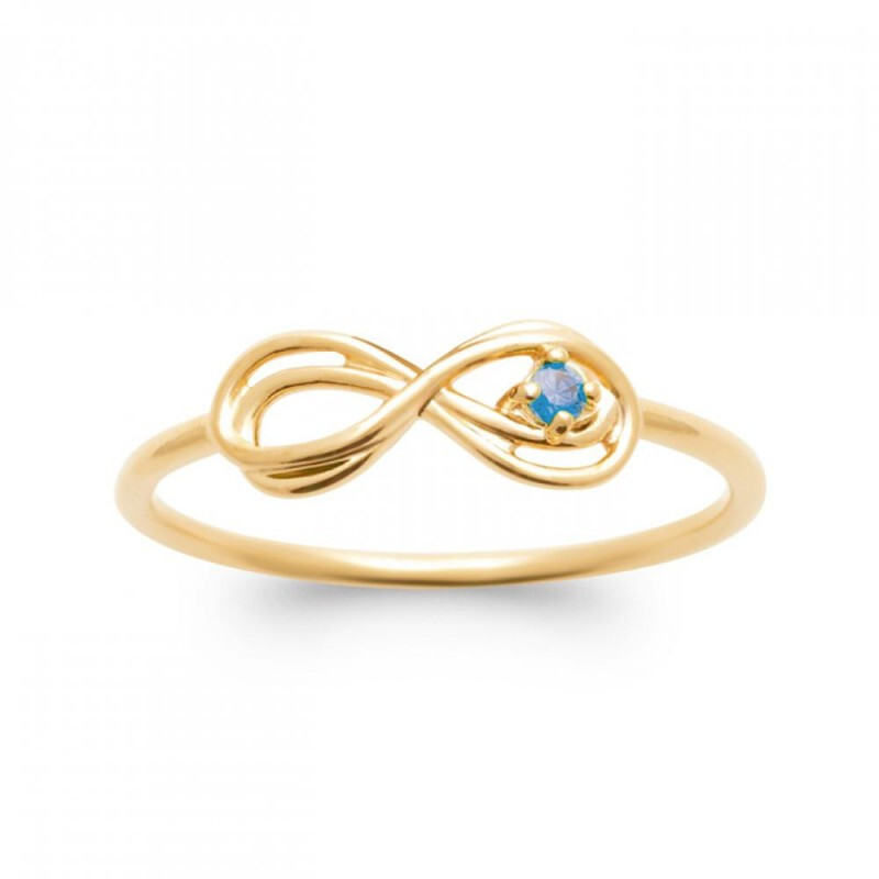 Bague pierre bleue et infini en plaqué or taille 58 pour vos soirées