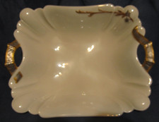 1880s HAVILAND LIMOGES Antique Hand Painted Floral SERVING BOWL with Handles
