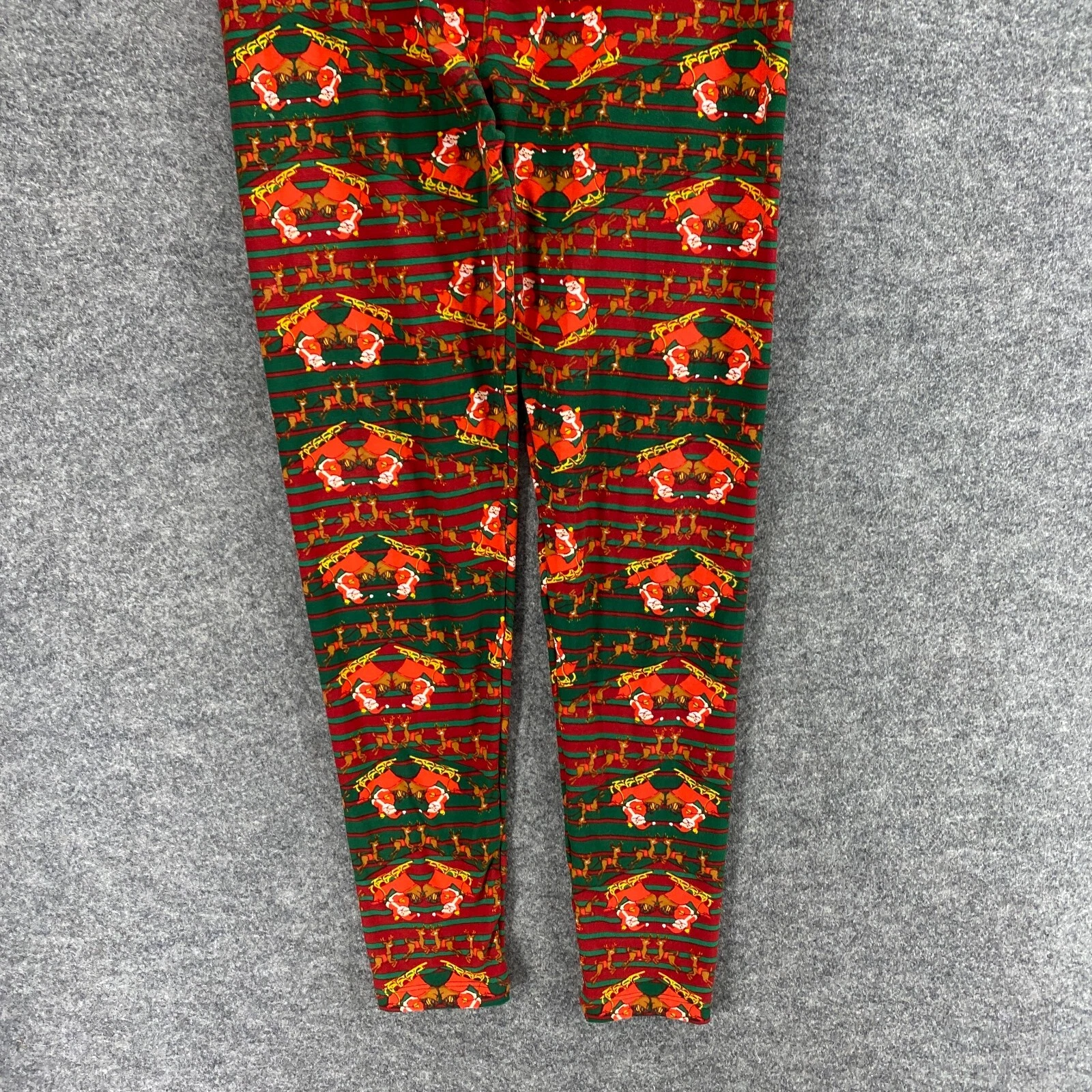 lulaloe striped christmas print tall & curvy pull on leggings