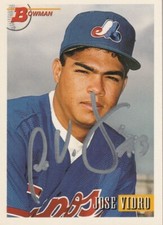 JOSE VIDRO MONTREAL EXPOS  SIGNED SILVER 1993 BOWMAN CARD #592