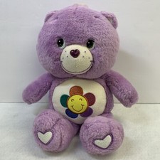 12 IN CARE BEAR PURPLE HARMONY FLOWER GLOW A LOT STUFFED ANIMAL PLUSH TOY 2006