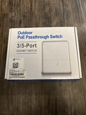 5 Port Gigabit PoE Passthrough Switch Outdoor Ethernet Extender Up to 100m/328ft