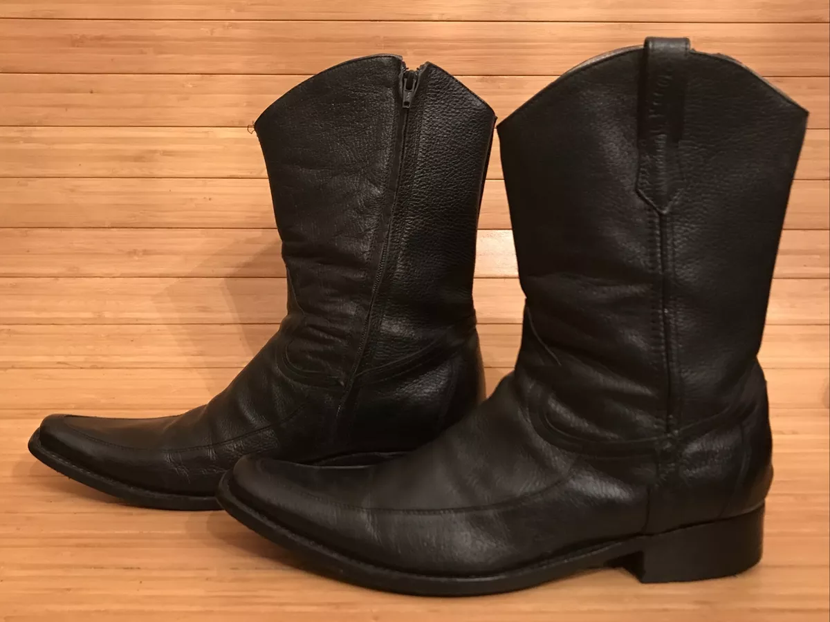 Western boots with shop side zipper