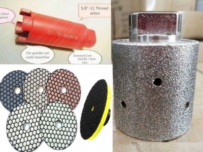 1 1/2'' Zero Tolerance grinding Drum Core Bit Dry Polishing Pad granite concrete