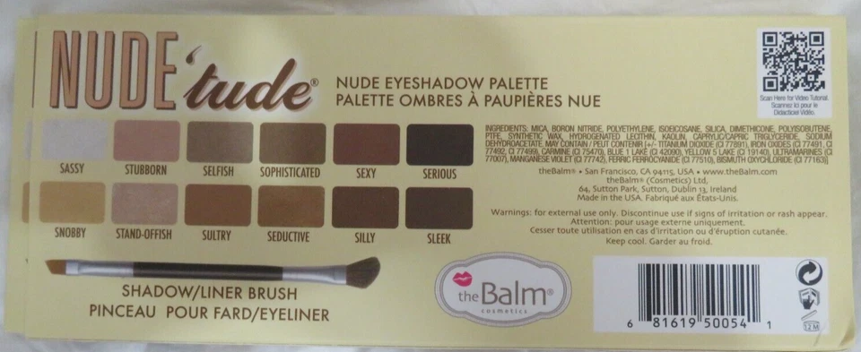 TheBalm NUDE 'tude Eyeshadow Palette 12 Colors Eye Shadow 100% authentic NIB - Image 2 of 3