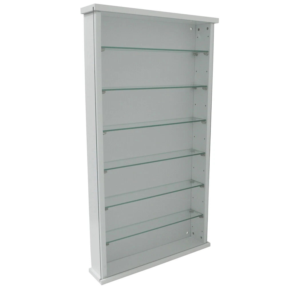 EXHIBIT MDF Wood 6 Shelf Glass Wall Display Cabinet White 3306OC