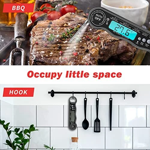 Meat Thermometer Instant Read Digital Kitchen Thermometer BBQ Thermometer Black