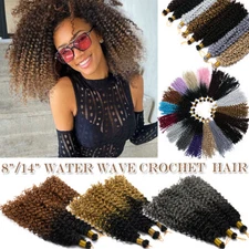 US Curly Water Wave Braids Twist Crochet Braiding Hair Extensions Ombre as Human