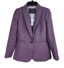 J Crew Parke Purple Herringbone English Moon Wool Blazer Jacket Women's 00 NWT