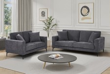 SOFAS - Nova Ash Grey Fabric 3 seater, 2 Seater & Chaises with free delivery