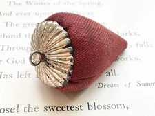 Antique Victorian Sterling Top Strawberry Emery Sewing Chatelaine