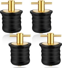 4 Pcs 1-1/4 Inch Boat Drain Plugs, Brass T-Handle Drain Plug, Twist-Turn and