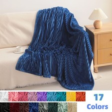 Fluffy Plush Flannel Throw Blanket, 17 Colors Available, Crib/Throw/Twin Size