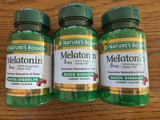 3 PK- Nature's Bounty - 240 Quick Dissolve Melatonin Cherry 3mg  EXP 5/2028