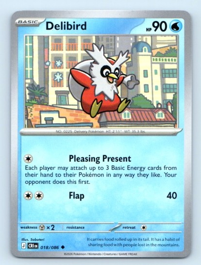 Delibird 018/086 ~ Uncommon English Near Mint
