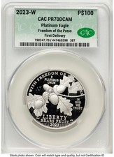 2023-W Proof Platinum Eagle 1 oz First Delivery CACG PR70 2940.00 per troy oz
