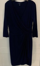 CHAPS L Wrap Dress Navy 3/4 Sleeve