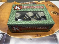 Kluson 3x3 Vintage Diecast Sealfast Tuners Nickel, Metal Keystone Buttons