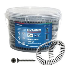 #6×1-5/8 inch Drywall to Wood Collated Screw – 1000 Count,Collated Black Wood...