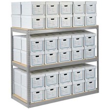 Record Storage Rack With 18 Boxes 42"W x 15"D x 60"H Gray
