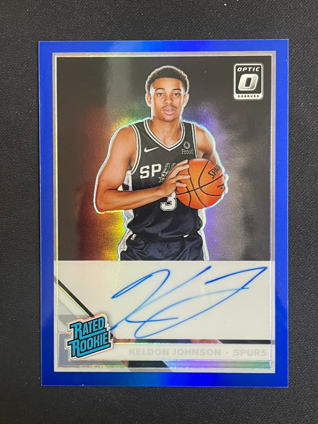 Keldon Johnson 2019-20 Panini Donruss Optic /49 RC Auto Blue Prizm Rated Rookie