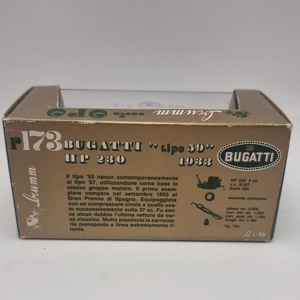 Brumm Serie Oro Modelo Coleccionista - Bugatti "Lipo 59" 1933 - Hecho en Italia Nº173 Foto 3 de 4