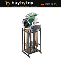 Gartenwerkzeug Organizer Stahl Schwarz FüR Garage Bis 35 Langstielige Werkzeuge