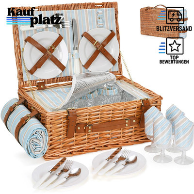 Picknickkorb Isoliert mit Besteckservice und Kühltasche für Camping Outdoor