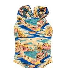 Mini Boden Onepiece Girls Size 5/6 Swimsuit Caribbean Seaside Print Ruffles