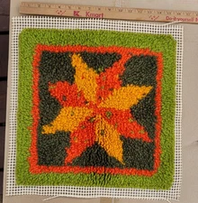 Vintage Star LATCH HOOK TAPESTRY Yarn Rug Wall Hanging Art MidCentury Modern 70s