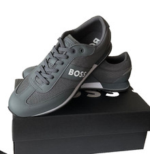 NIB HUGO BOSS MEN'S PARKOUR RUNN MEMX DARK GRAY SNEAKERS SIZE 13/EURO SIZE 46