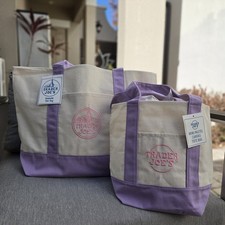 Trader Joe's Canvas Large Tote Bag and Mini Tote Pair LAVENDER Set of 2 NEW