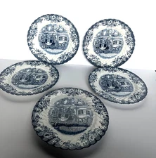 Vintage Johnson Brothers Coaching Scenes 5 salad/dessert plates Coach Office