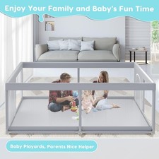 Grey Baby Playpen Large 79x79 with Anti Fall