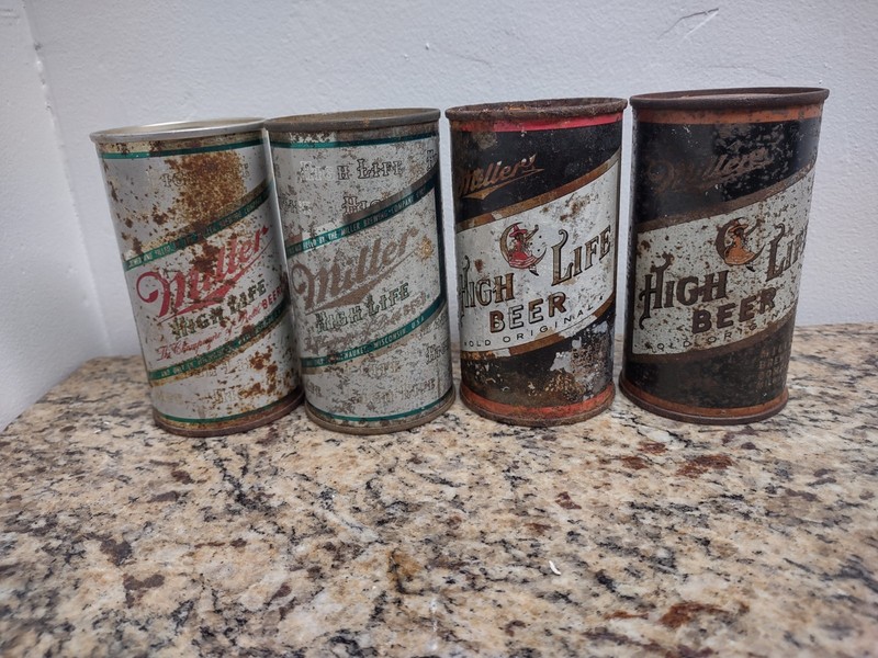 Miller High Life Vintage Flat Top Beer Cans Lot of 4 Breweriana