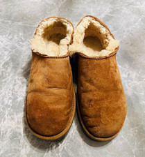 UGG Tasman Women  s Brown Suede Shearling Lined Slip-On Slippers measures SZ 10