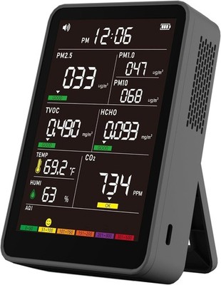 Professional Indoor Air Quality Monitor - AQI Alerts Portable Real-Time Detector