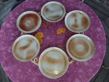 6 Assiettes Plates en Grès du Marais France 24cm 3,640 Kgs