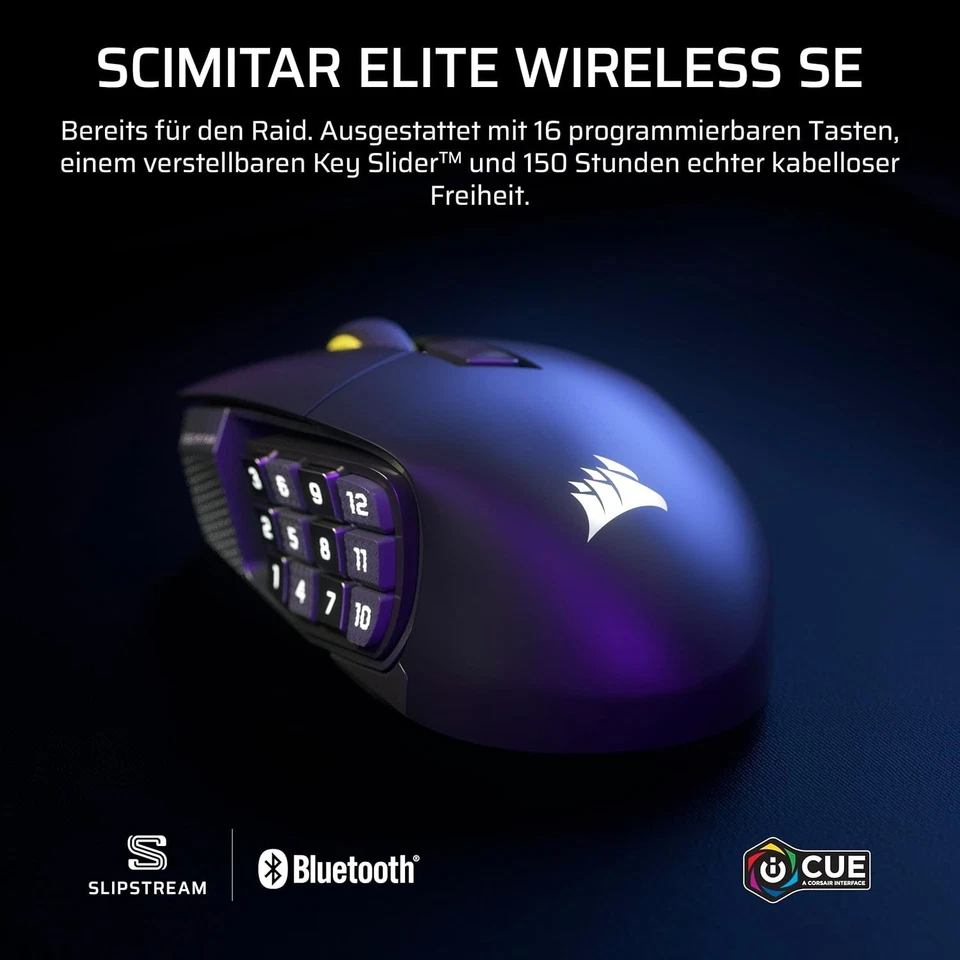 Corsair SCIMITAR Elite Wireless SE, Gaming-Maus, optisch, 33000dpi, USB - Bild 4 von 4