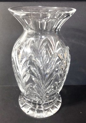 VTG BOMBAY Clear Lead Crystal Glass Cut Large Vase Made In Poland 11  T 6  W